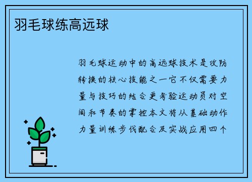 羽毛球练高远球